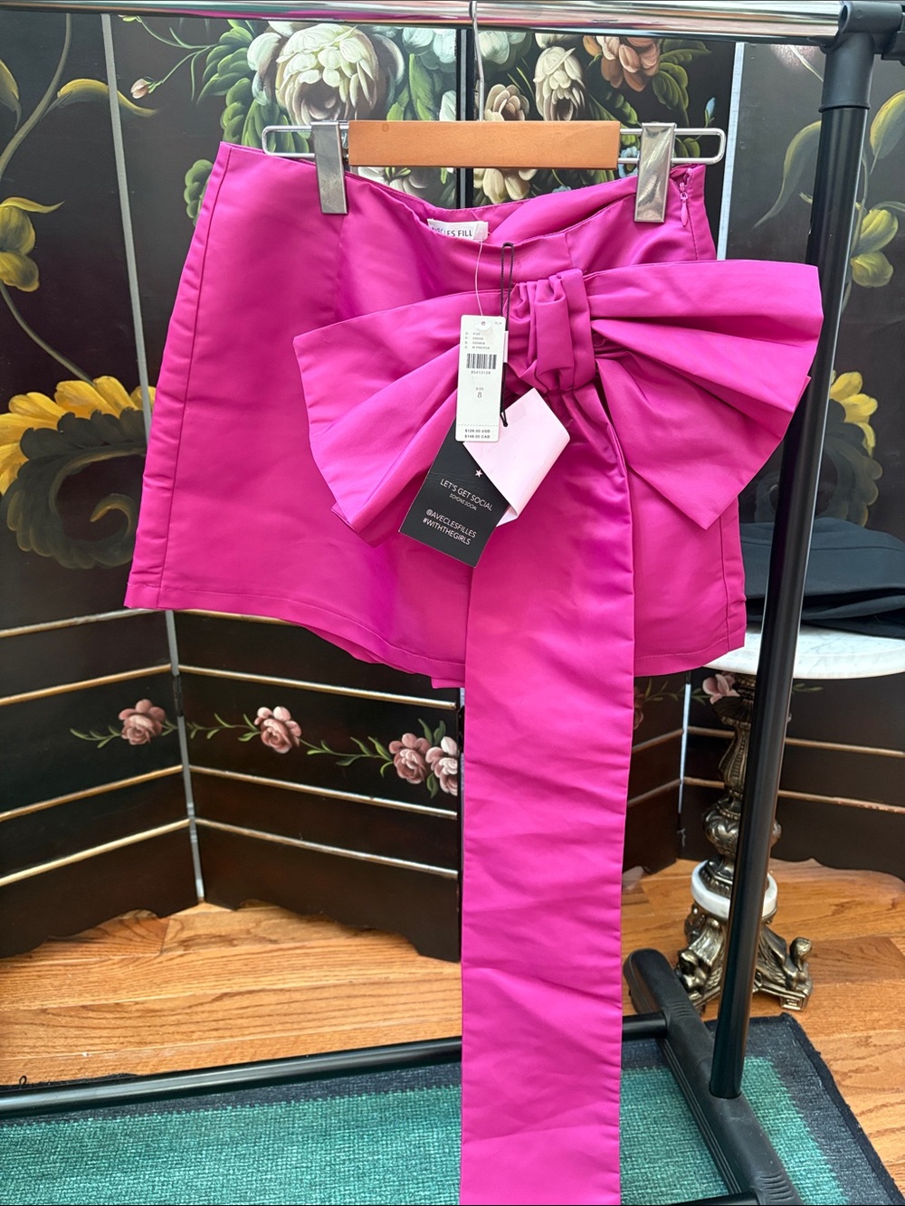 Anthropologie Hot Pink Bow-Front Skort